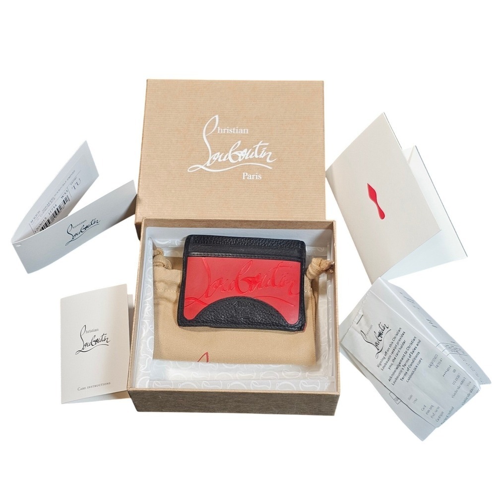Christian Louboutin Red & Black Leather Card Holder